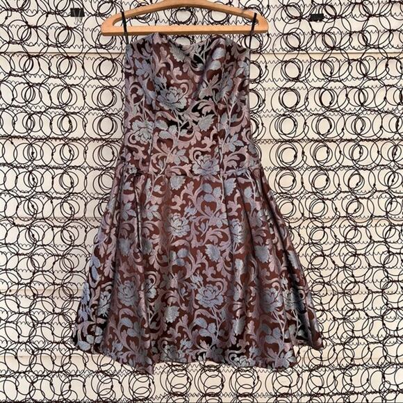 Jessica McClintock Dresses & Skirts - Jessica McClintock brown blue metallic floral vintage 90s prom cocktail dress